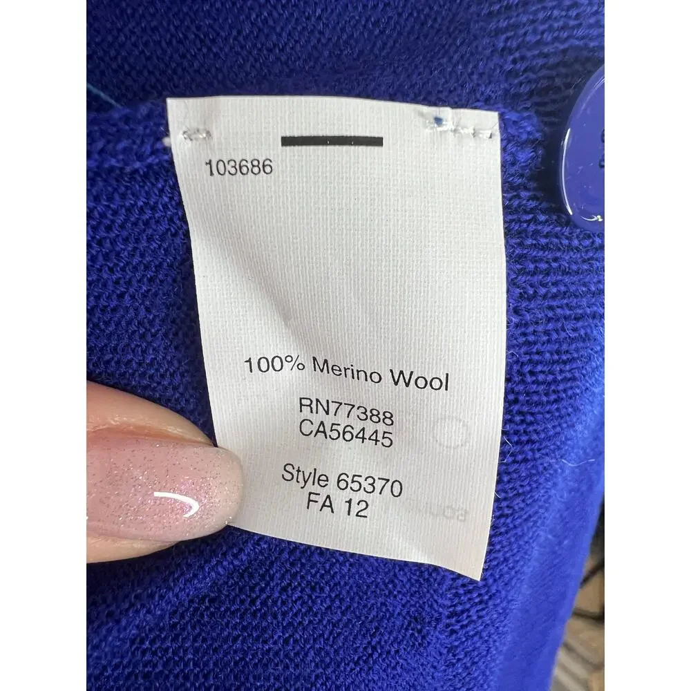 J. Crew Royal Blue Button Down Classic Merino Wool Long Cardigan Sweater Sz S